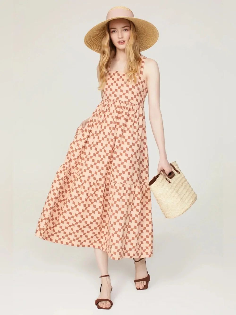 Madewell Apron Checkered Midi Dress
